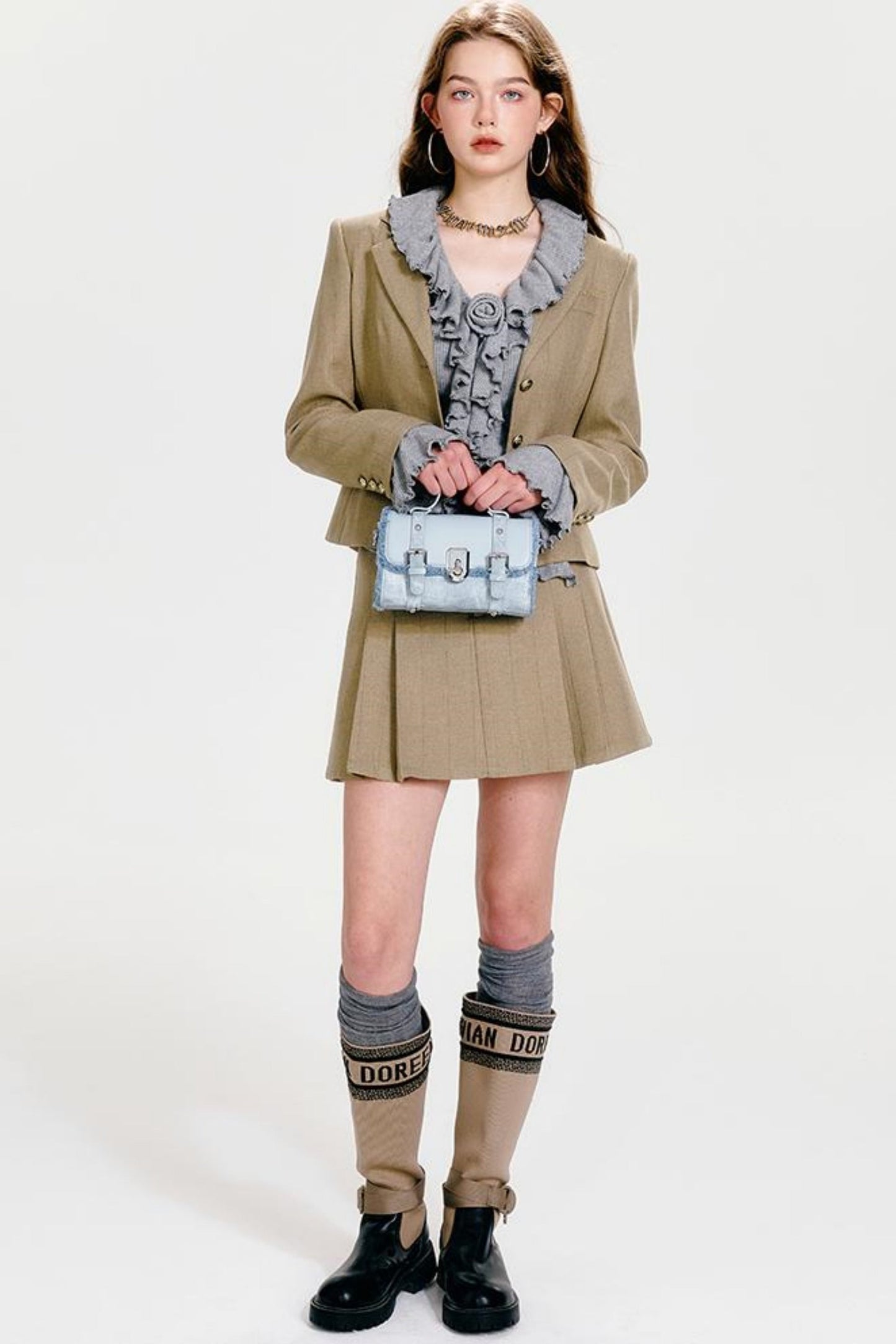 J + プリーツジャケット シンチシック ウエストスカート