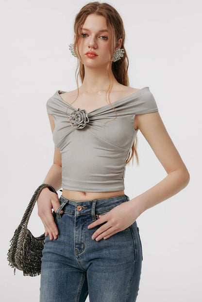 ガールミントニットフローラルトップス