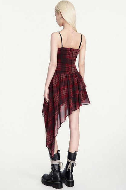 Unregelmäßiges Slingkleid mit Karomuster