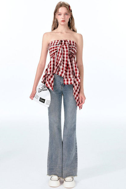 ミントレッドヴィンテージショルダートップワン