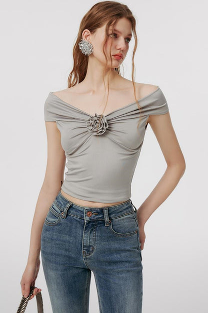 ガールミントニットフローラルトップス