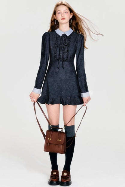 Bohormint-Schleifenkleid Cooler Kragen