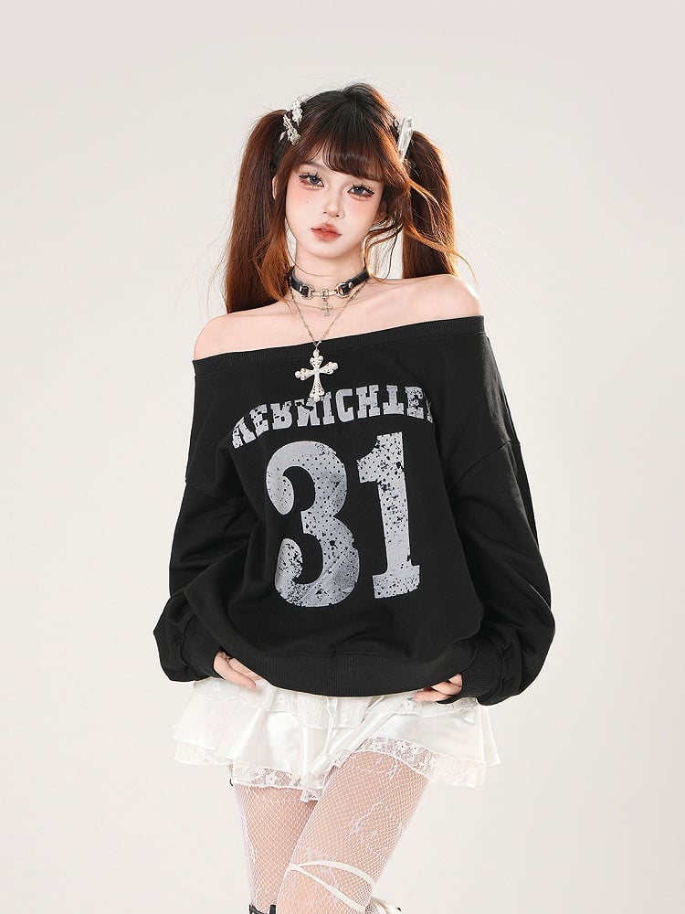 Schwarz/Weiß Off-the-Shoulder