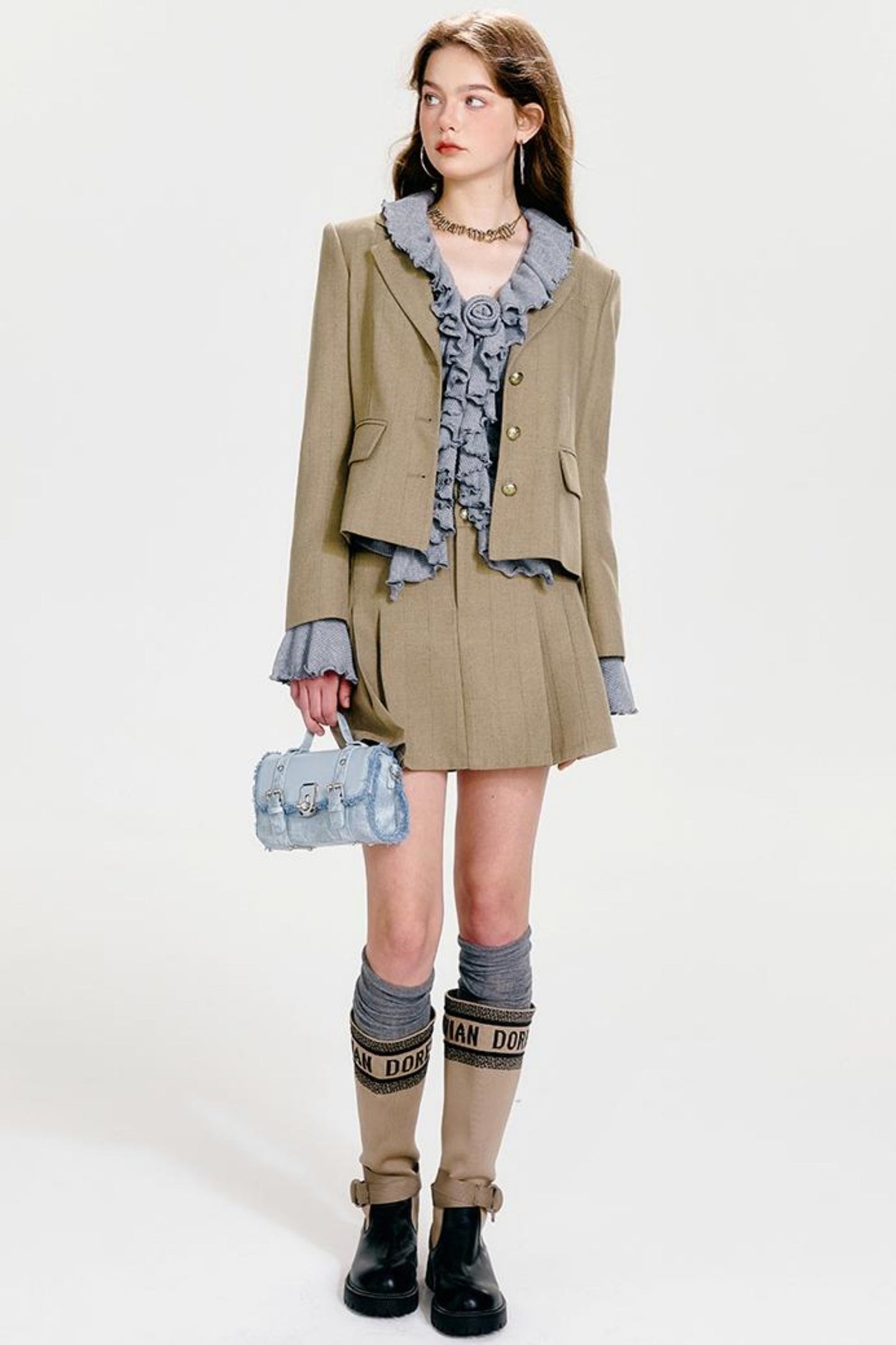 J + プリーツジャケット シンチシック ウエストスカート