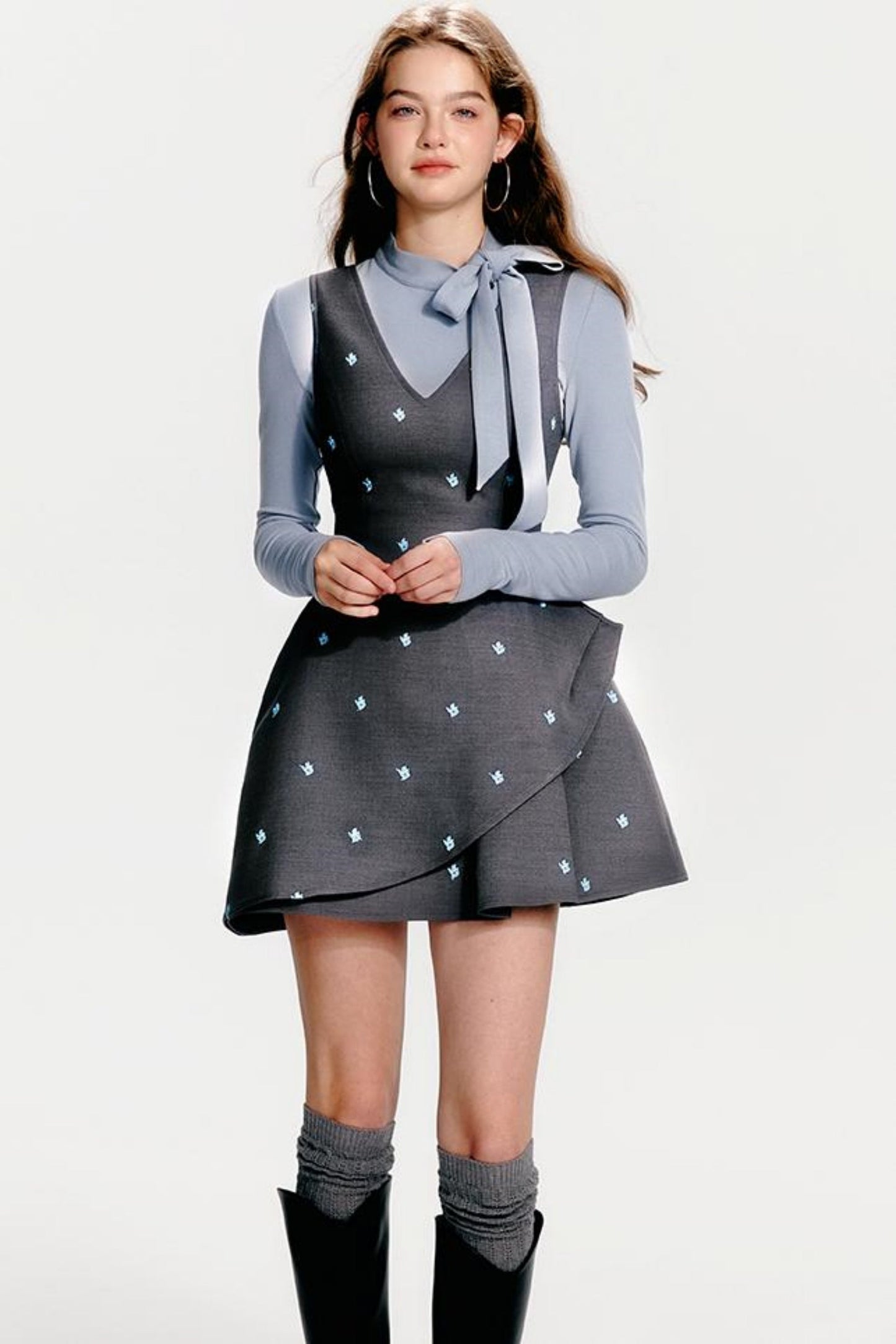 French Flare Kleid Floral Mint