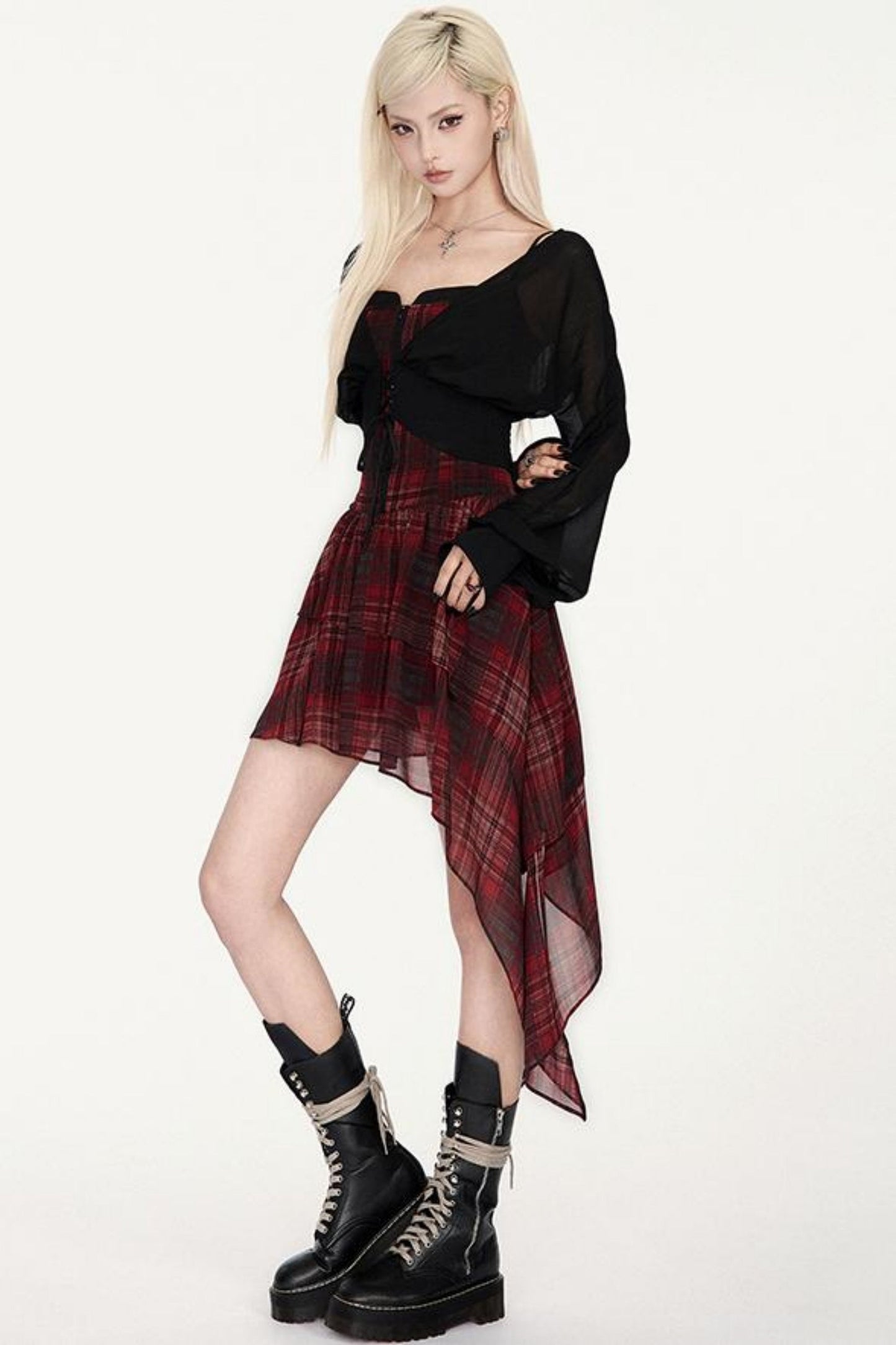 Unregelmäßiges Slingkleid mit Karomuster