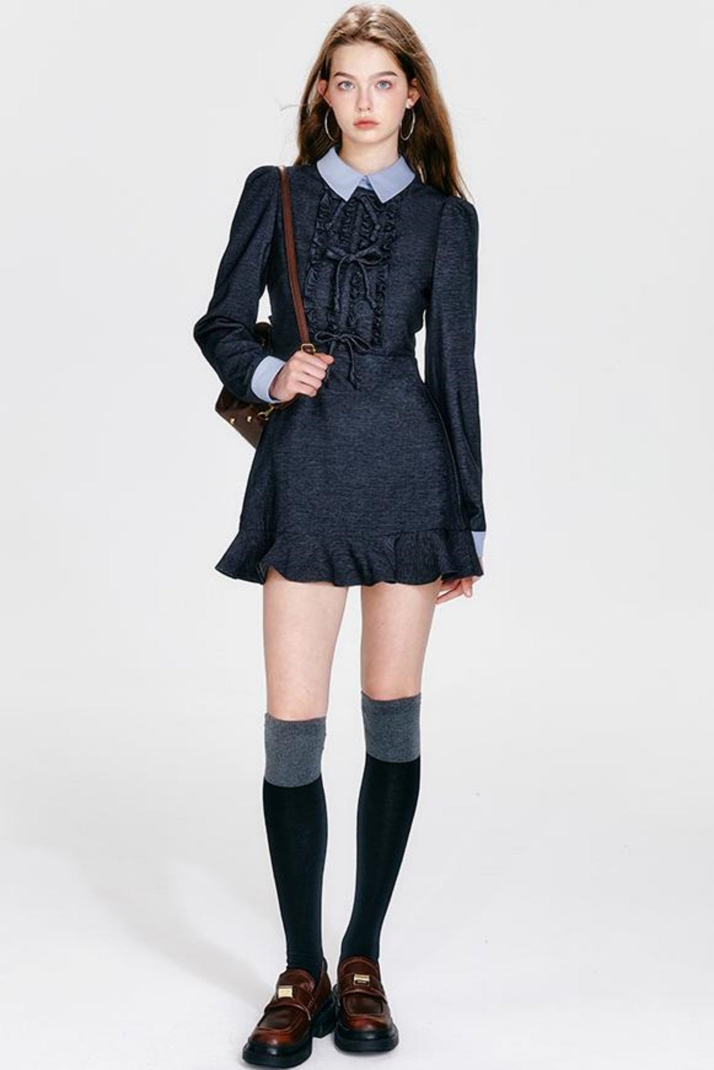 Bohormint-Schleifenkleid Cooler Kragen