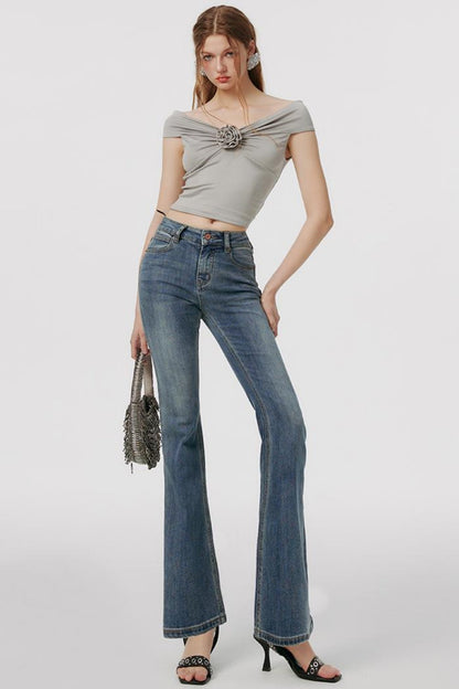 ガールミントニットフローラルトップス