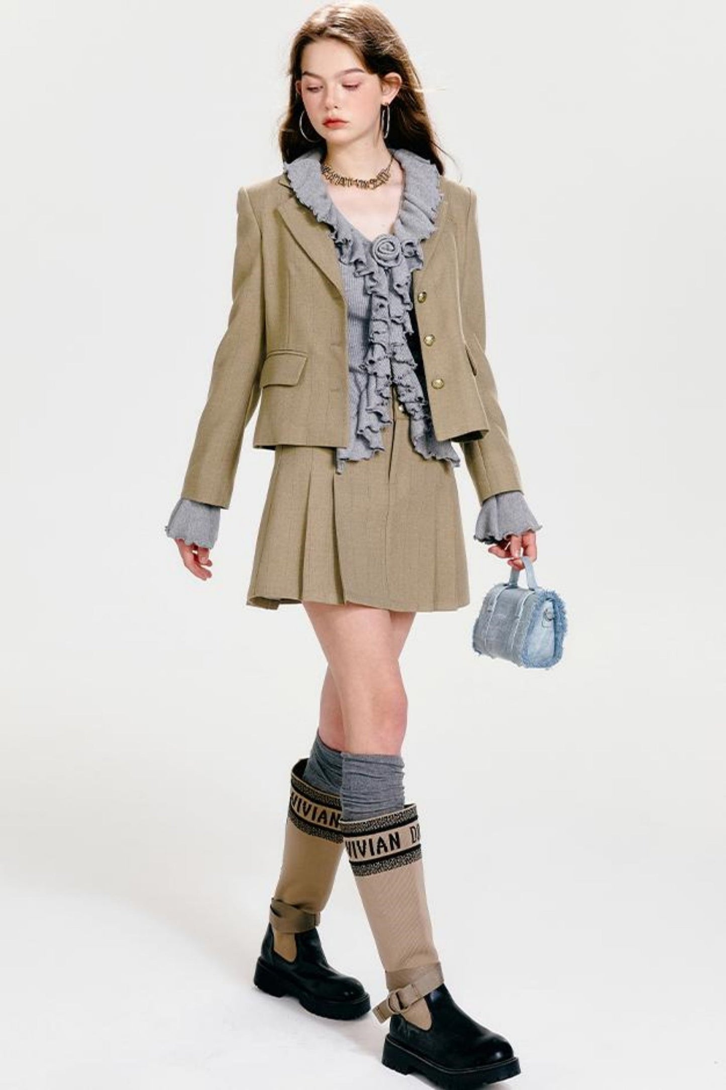 J + プリーツジャケット シンチシック ウエストスカート