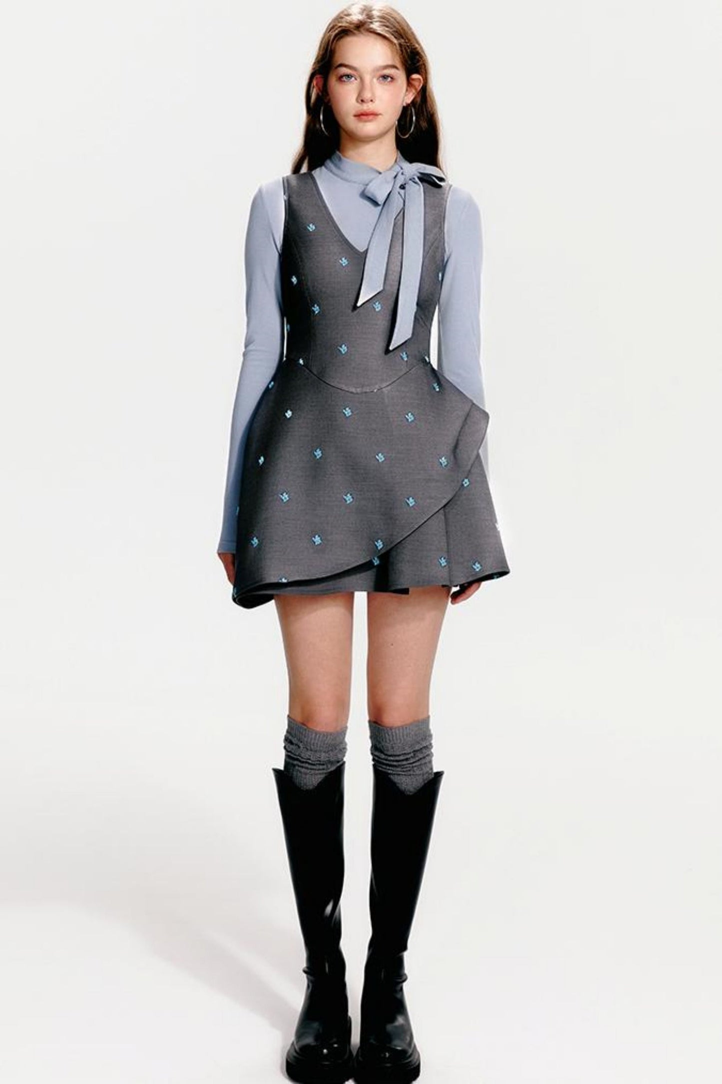 French Flare Kleid Floral Mint