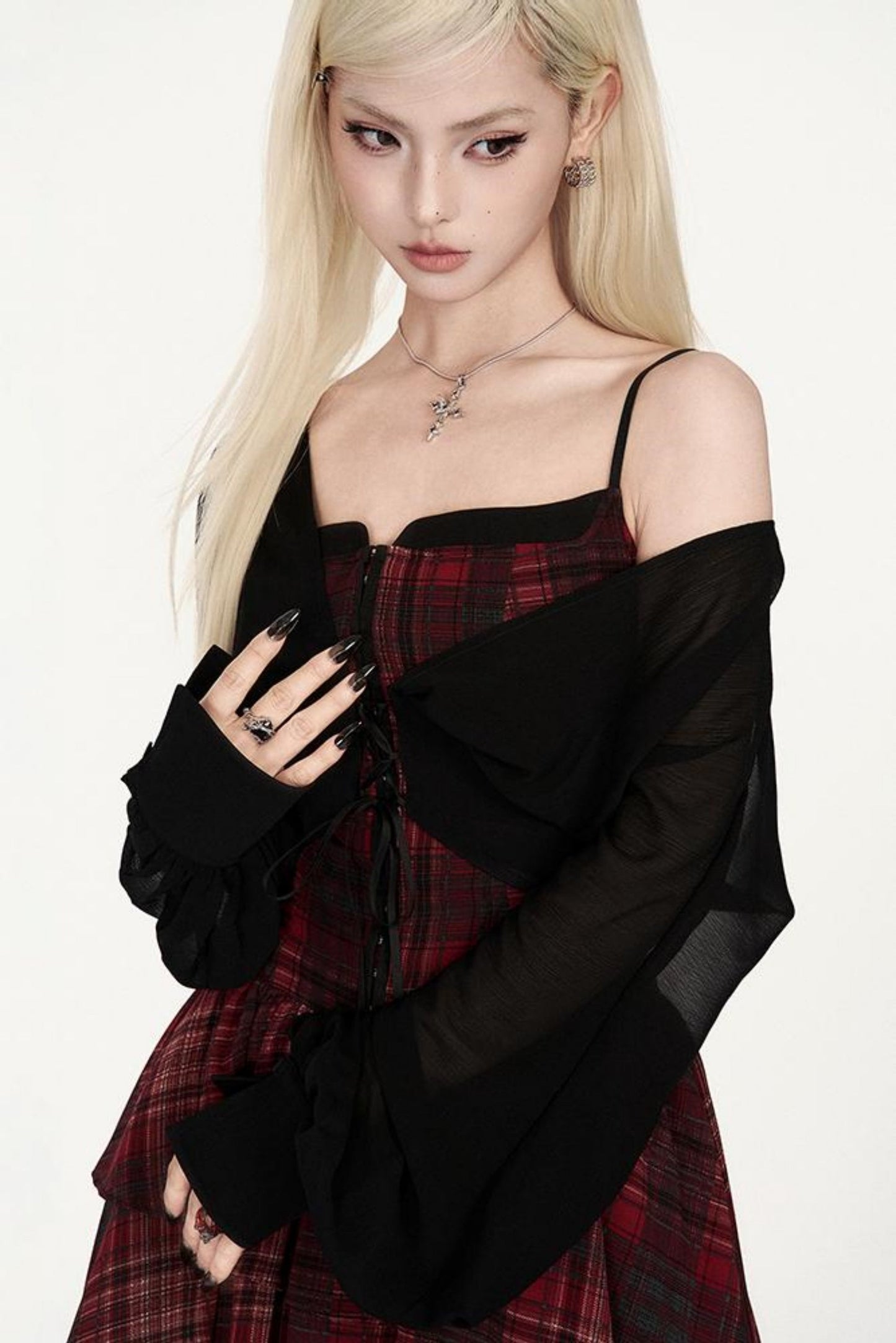 Unregelmäßiges Slingkleid mit Karomuster