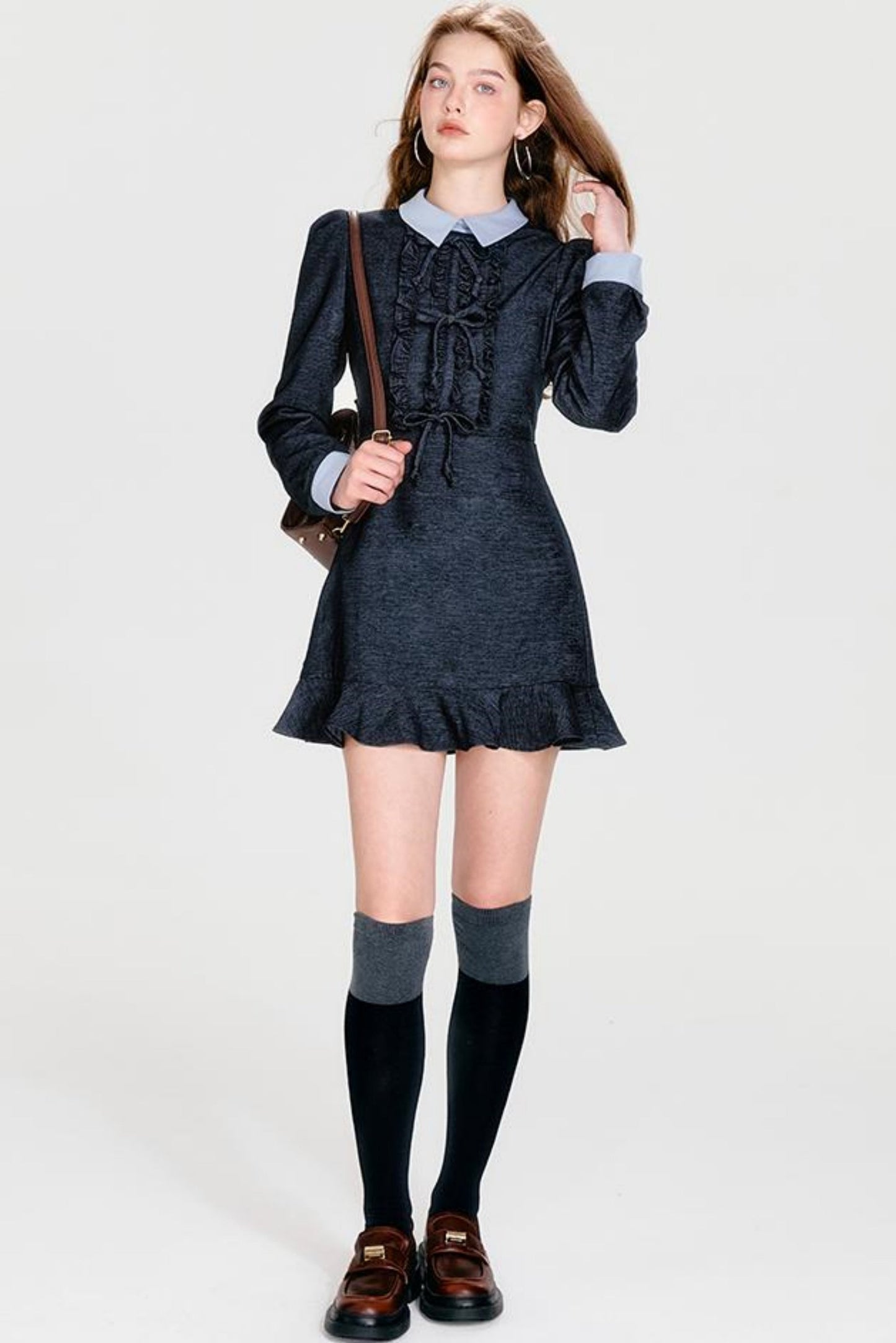 Bohormint-Schleifenkleid Cooler Kragen