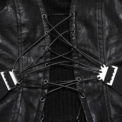 Black Tube Punk Drawstring Top