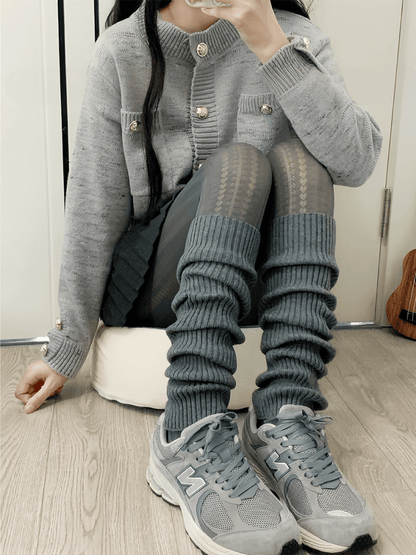 Off-white/Khaki/Gray/Black Knitted Leg Warmers