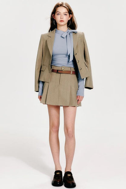 J + プリーツジャケット シンチシック ウエストスカート