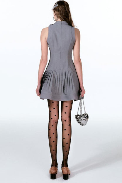 Kleid Ärmellos Band Cool Plissee Französisch