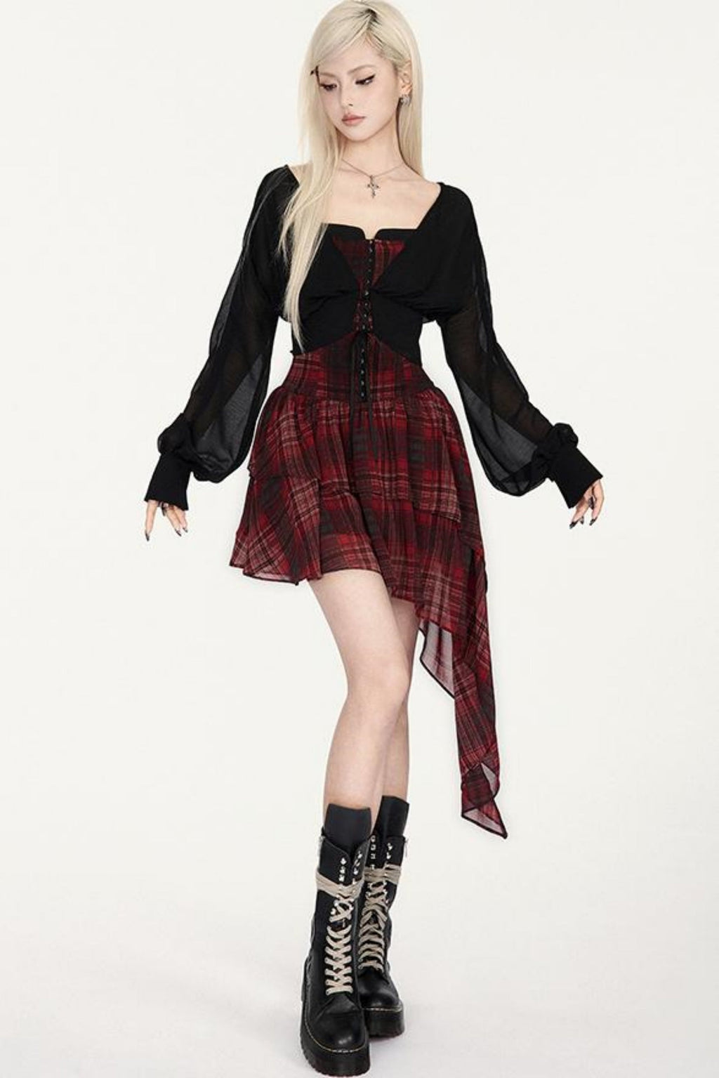 Skinny Waist Sheer Blouse