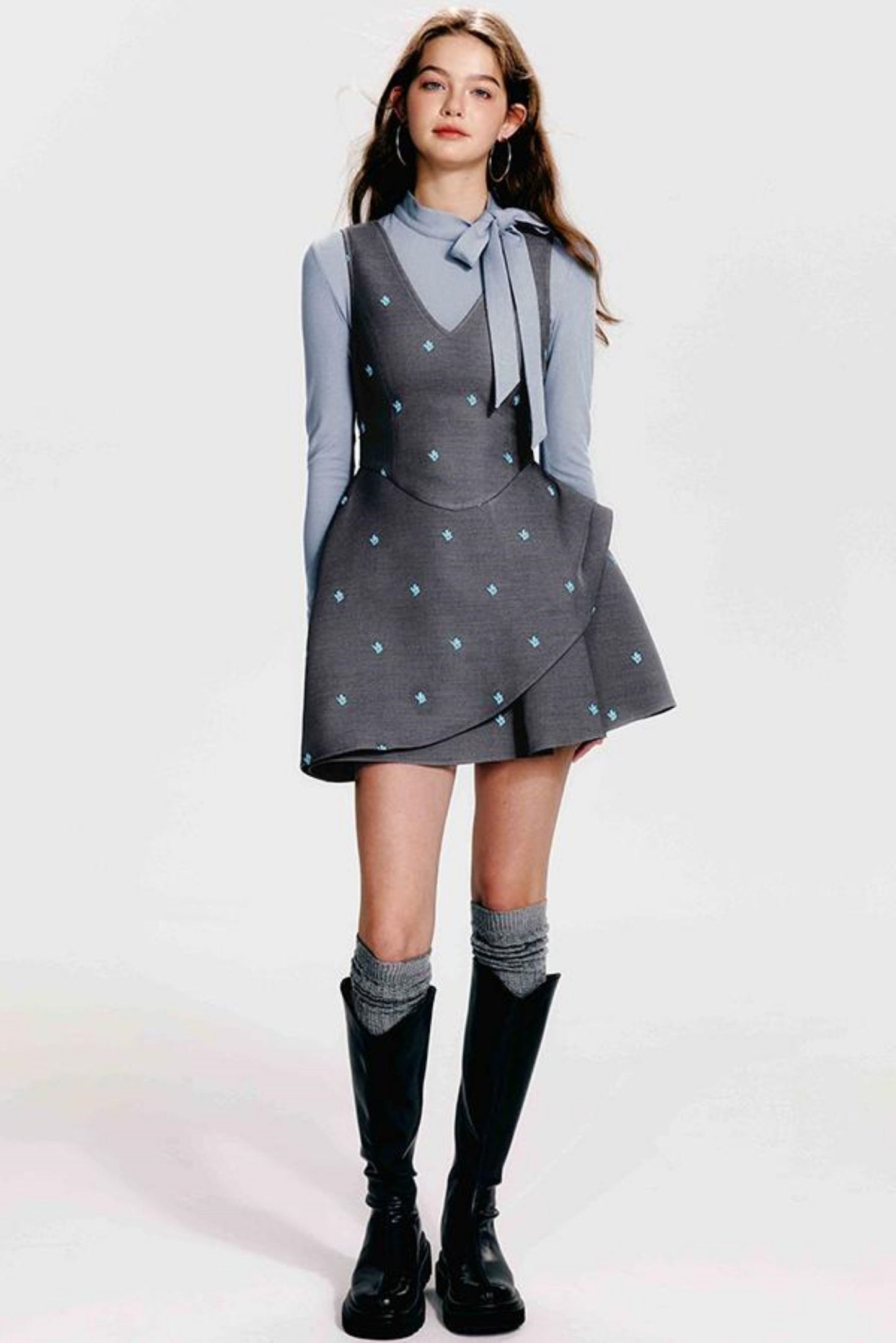 French Flare Kleid Floral Mint