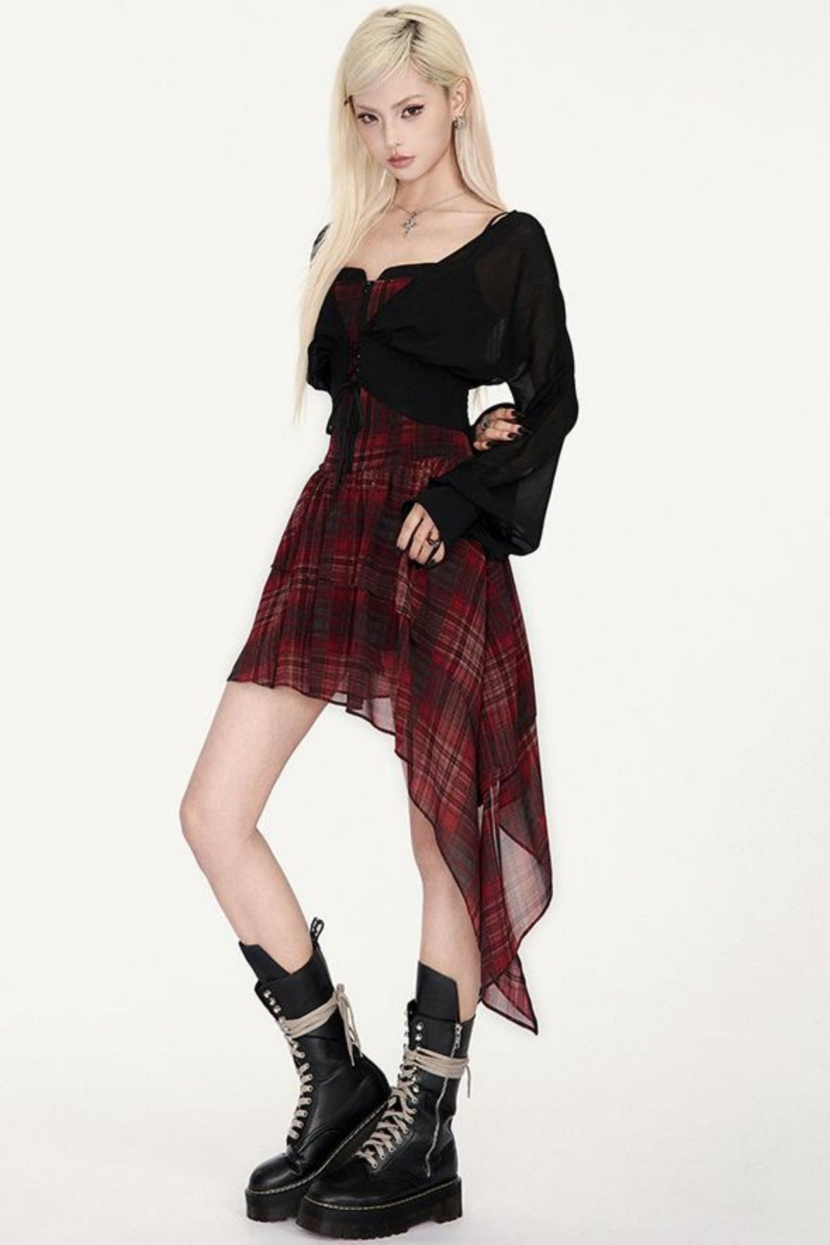 Skinny Waist Sheer Blouse