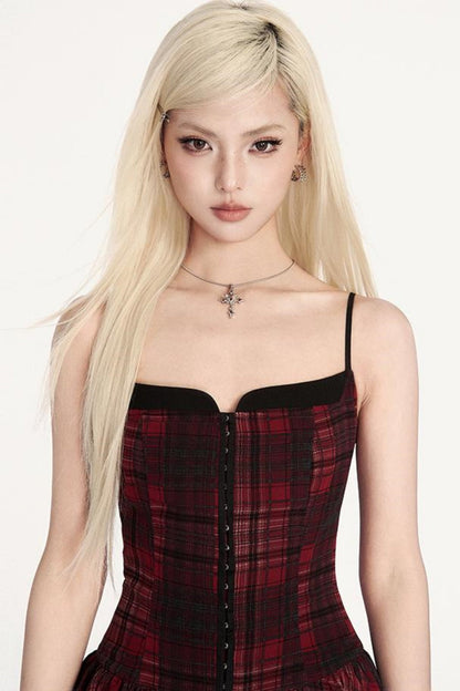 Unregelmäßiges Slingkleid mit Karomuster