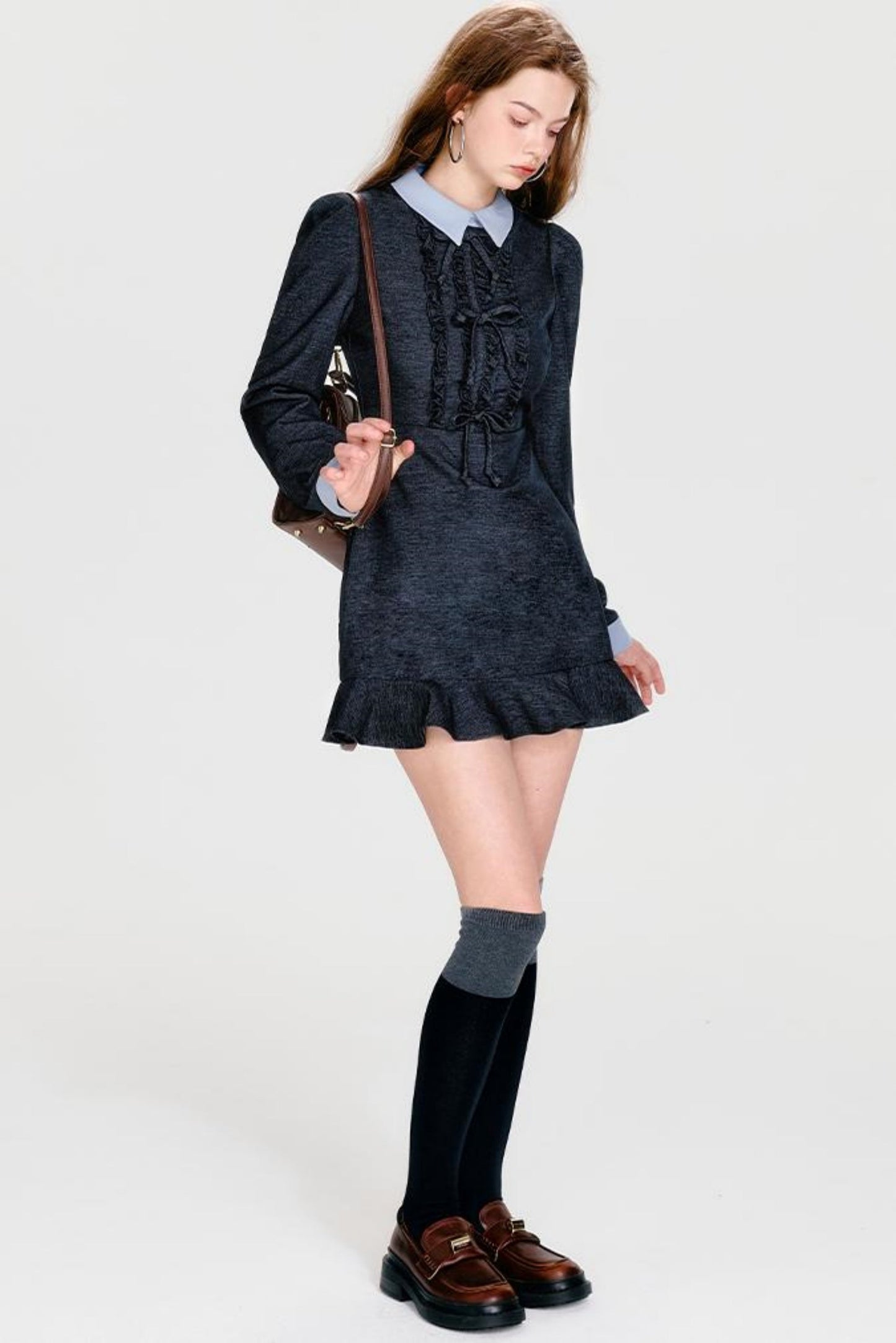 Bohormint-Schleifenkleid Cooler Kragen