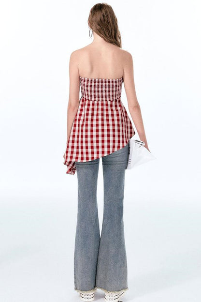 ミントレッドヴィンテージショルダートップワン