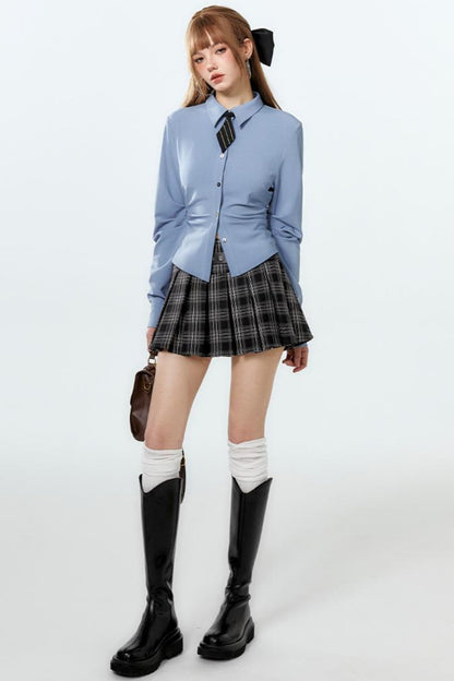 カレッジシャツ ダイヤモンドプリーツ