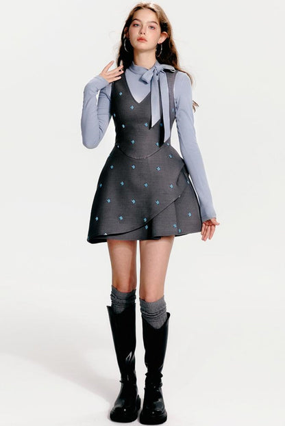 French Flare Kleid Floral Mint