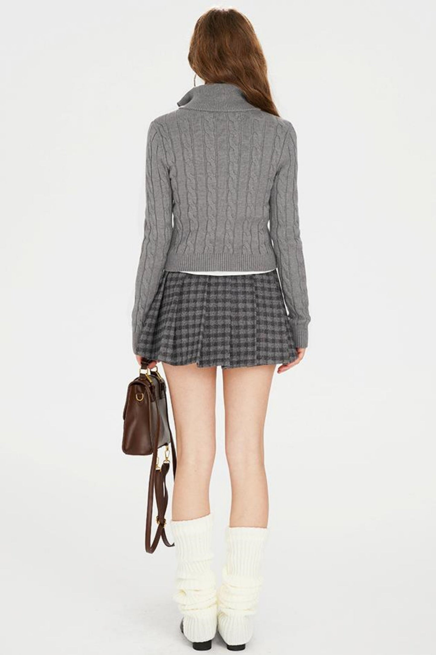 Strickjacke mit doppelter College-Stickerei und Reißverschluss