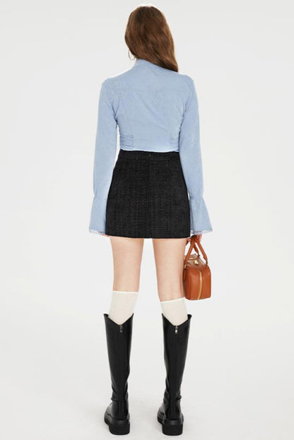 シャツ + ツイードパンツ ホットポケットリボンジャケット