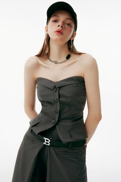 グレーのアップセットビスチェ