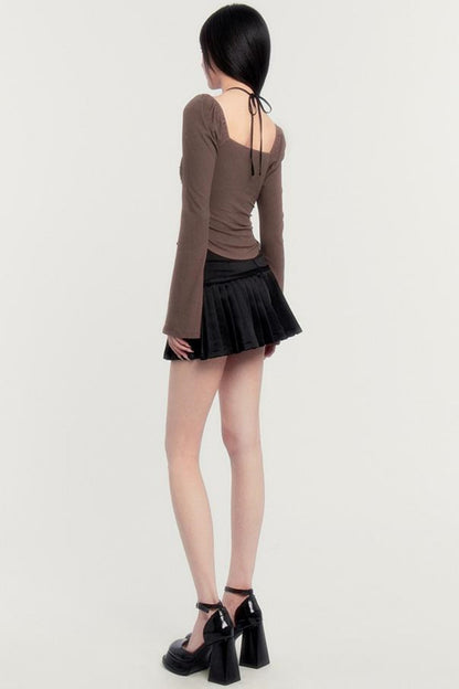 サテンのベースルスカートプリーツ