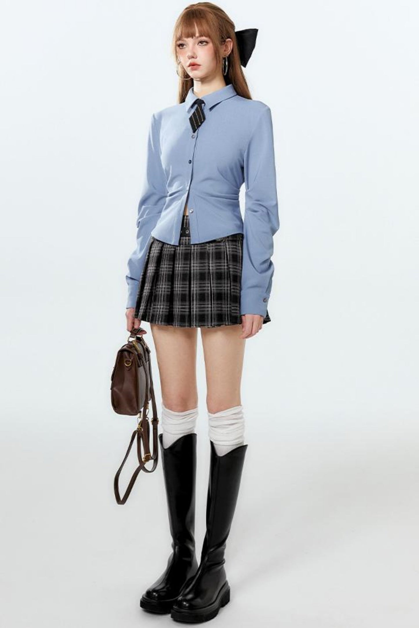 カレッジシャツ ダイヤモンドプリーツ