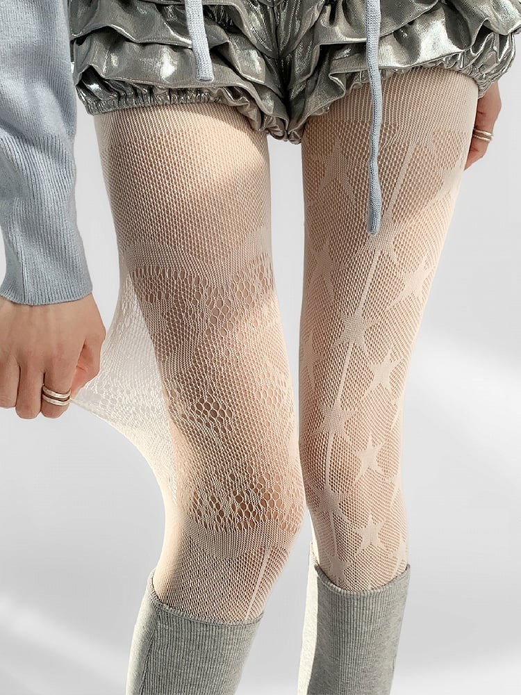 Asymmetric Colors Lace Tights Design 5