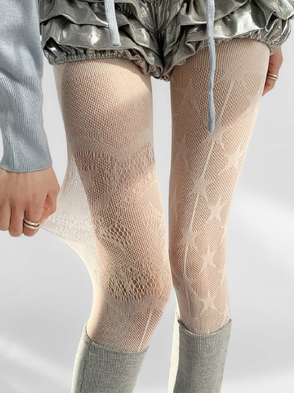 Asymmetric Colors Lace Tights Design 5