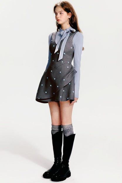 French Flare Kleid Floral Mint