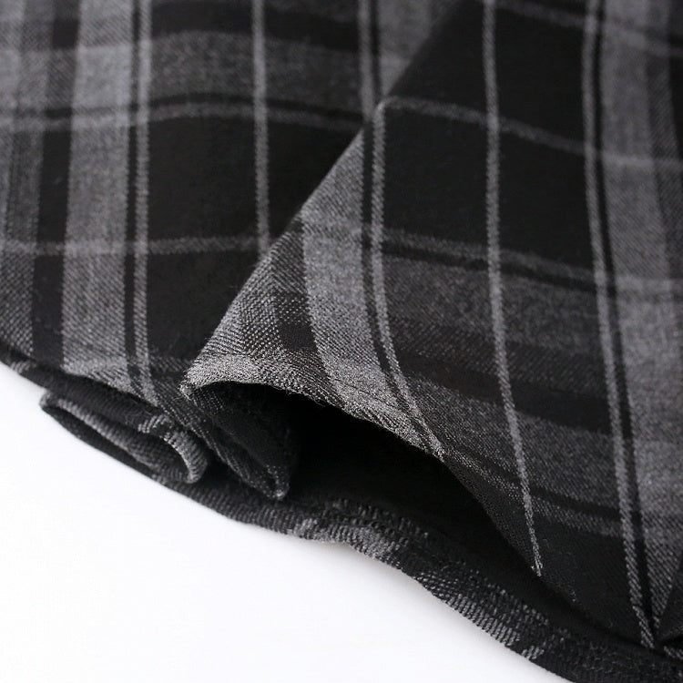 Preppy Black Plaid Faux Two-Piece Pinafore Dress - serendipity