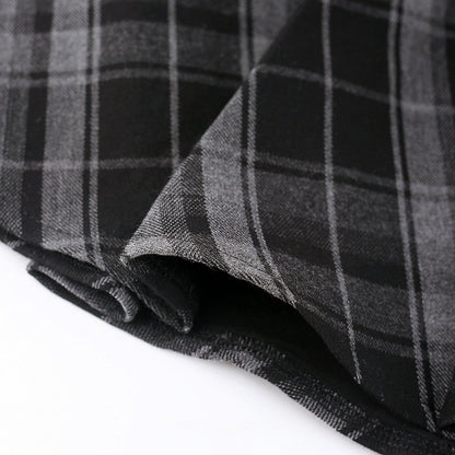 Preppy Black Plaid Faux Two-Piece Pinafore Dress - serendipity