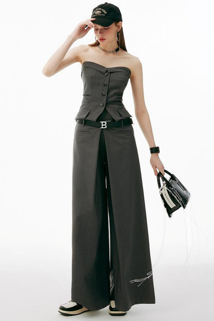 グレーのアップセットビスチェ