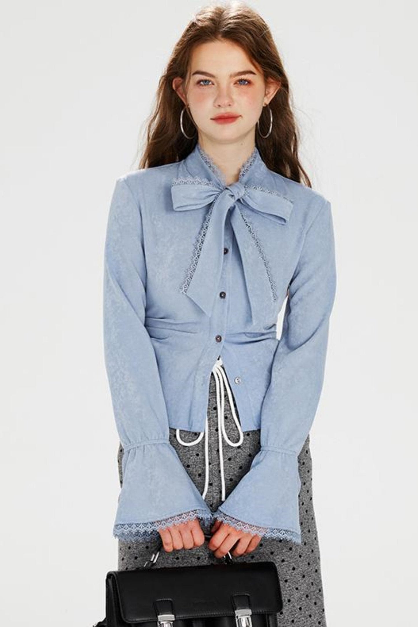 シャツ + ツイードパンツ ホットポケットリボンジャケット