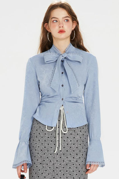 シャツ + ツイードパンツ ホットポケットリボンジャケット