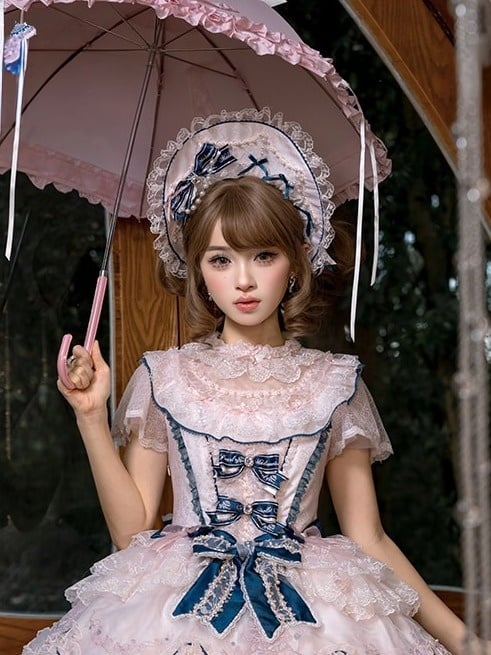 Floral Embroidered Parasol Hairpiece with Lace Trim - Mademoiselle Pearl