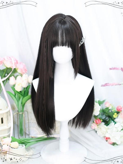 Long Bangs Air Wig Straight Black With