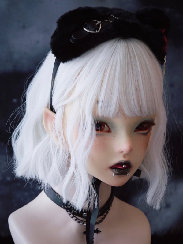 And Details Red With Hairband Pattern Heart Cat Bowknot Ear Black Plaid Buckle