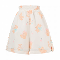 Shorts Hellgelb Elastische Taille Niedlicher Bärendruck Lässig