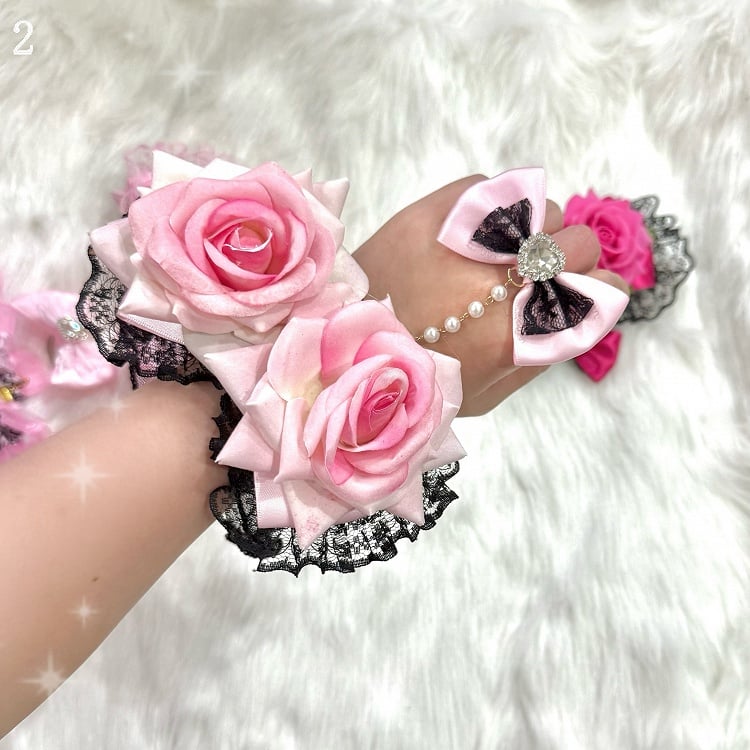 Strass 4 Design mit Herz Spitze Bowknot Floral Optionen Trim Ring verziert Armband