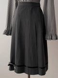 Dark With Minimalist Bow Skirt Jirai Decoration Box Gray Pleat Kei