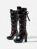 Gothic Lace-up Buckle High Boots - September