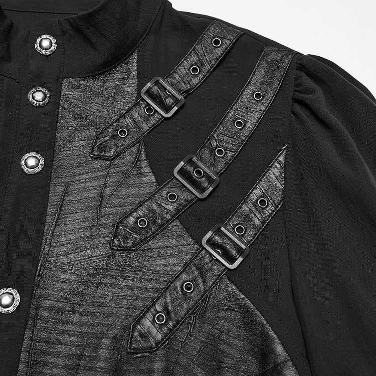 Asymmetrical Black Men's Punk Shirt - Punk Rave