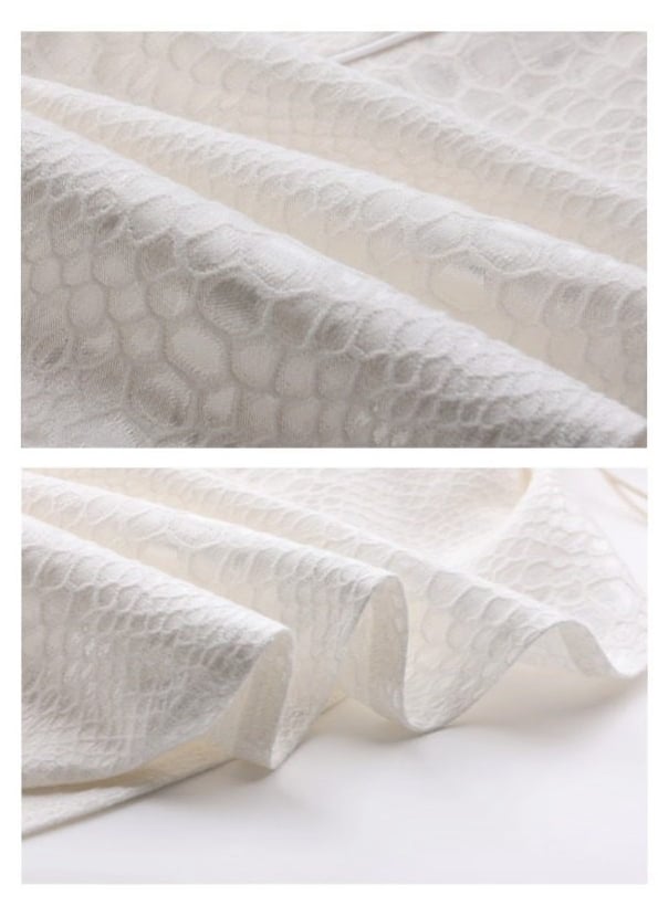 Snakeskin-grain Design Long Unisex Two-Piece Coat False - White Goth